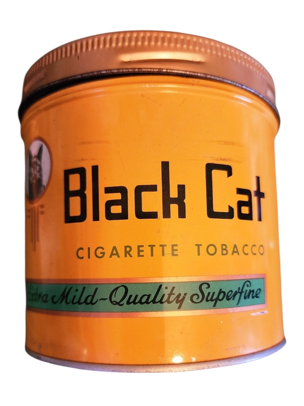 Black Cat Vintage Cigarette Tobacco Tin - Yellow